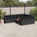  11-dijelni set vrtnih sofa od poliratana s jastucima crni | shoptok.hr