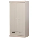 Sivo-bež garderobna omara iz masivnega bora 94x195x53 cm Connect –