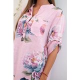Kesi Włoski Women's cotton blouse with a floral pattern candy pink | Shoptok.si