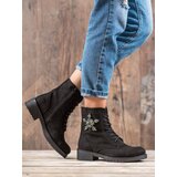 Shelvt SHELOVET BLACK SUEDE ANKLE BOOTS