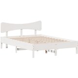 Maison Chic Posteljni okvir - Dvoposteljna postelja - Zakonska postelja brez vzmetnice bel 135x190 cm trdna borovina-J11283, (21765310) | Shoptok.si