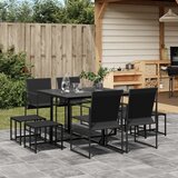  9-dijelni vrtni blagovaonski set crni od tekstilena | shoptok.hr