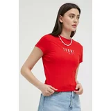 Tommy Jeans Kratka majica ženski, rdeča barva