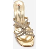 Resti Royalfashion Gold Women's Shiny Strides Heeled Flip-Flops | Shoptok.si