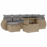  7-dijelni set vrtnih sofa od poliratana s jastucima bež 100 x 55 x 73 cm | Shoptok.si