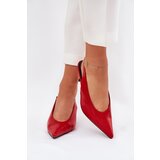 Boto High Heels With Open Heel Eco Leather Red Aricandia | shoptok.hr