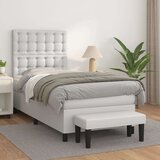  Box spring postelja z vzmetnico bela 90x200 cm umetno usnje, (20790368) Cene