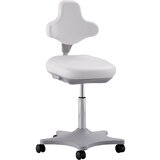 bimos Laboratorijski vrtljiv delovni stol LABSTER, nastavitev višine 460 - 650 mm, s kolesi, bela prevleka iz umetnega usnja | Shoptok.si