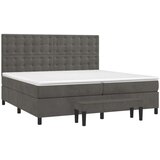  Krevet s oprugama i madracem tamnosivi 200x200 cm baršunasti | shoptok.hr