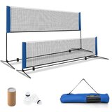  Mreža za badminton s postoljem, podesiva visina, sa 2 reketa i torbom za prijenos, dimenzije 420 x 102 x 89-155 cm | shoptok.hr