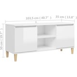 vidaXL TV ormarić s drvenim nogama visoki sjaj bijeli 103,5x35x50 cm | shoptok.hr