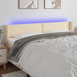 vidaXL LED posteljno vzglavje krem 203x16x78/88 cm blago Cene