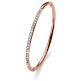 Oliver Weber ženska Bangle Plain Rosegold Steel Roze Zlatna Narukvica Sa Swarovski Belim Kristalom | ePonuda.com