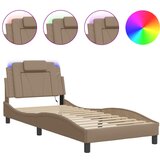 Furnova Posteljni okvir z LED lučkami kapučino 90x200 cm umetno usnje, (21935921) | Shoptok.si