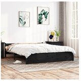  Posteljni okvir črn iz trdnega lesa 140x190 cm | Shoptok.si