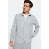 Trendyol Gray Men's Regular Fit Striped Shirt | shoptok.hr