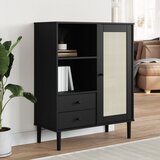  Visoka komoda SENJA crna izgled ratana 90x40x112 cm borovina | shoptok.hr