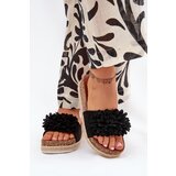 Boto Women's Platform Slippers With Decorative Flowers Black Tessara | Shoptok.si