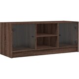 Maison Chic TV omarica - TV stojalo - Televizijska omarica s steklenimi vrati rjavi hrast 102x37x42 cm, (21700853) Cene