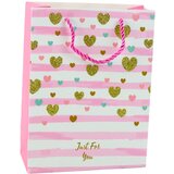  Paper Gift Bag Blue Pink Glitter 23 x 18 x 10.5 cm | shoptok.hr