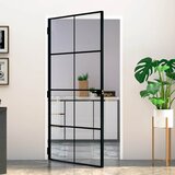 Sobna vrata crna 102 x 201,5 cm kaljeno staklo i aluminij tanka Cijene