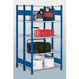 eurokraft pro Sestavljiv regal, dve vrsti, polica ŠxG 1000 x (2 x 400) mm, modre barve, višina 2000 mm, osnovni regal | Shoptok.si