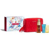Clarins Double Serum Light Collection set: serum za obraz Double Serum Light Texture 50 ml + krema za obraz Hydra-Essentiel Silky Cream 15 ml + tonik za obraz Hydrating Toning Lotion 50 ml + rdeča kozmetična torbica za ženske | Shoptok.si