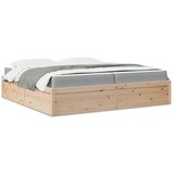 vidaXL Postelja z vzmetnico 200x200 cm trdna borovina | Shoptok.si