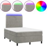  Krevet box spring s madracem LED svjetlosivi 120x200 cm baršun | shoptok.hr