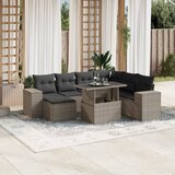 Maison Chic Seti vrtnega pohištva - Vrtna garnitura - Vrtni pohištvo set 8-delna z blazinami sv. siv poli ratan, (21800500) | Shoptok.si