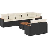  9-dijelni set vrtnih sofa s jastucima crni od poliratana | shoptok.hr