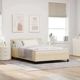 Box Spring Postelja z Mattresom & LED Krem 140x190 cm Tkanina, (22067298) Cene