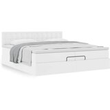 vidaXL Otomanski posteljni okvir z vzmetnicami bel 200x200cm um. usnje | Shoptok.si