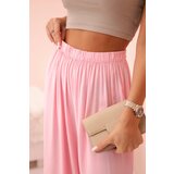 Kesi Włoski Women's wide trousers with elastic waistband light pink | Shoptok.si