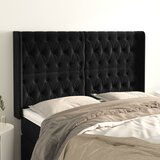 vidaXL Uzglavlje s ušima crni 147x16x118/128 cm baršunasti Cijene