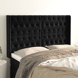vidaXL Vzglavje z ušesi črno 147x16x118/128 cm žamet Cene