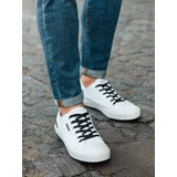 Ombre Men's short sneakers with contrasting inserts - white