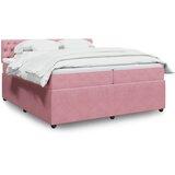  Krevet s oprugama i madracem ružičasti 200x200 cm baršunasti | shoptok.hr