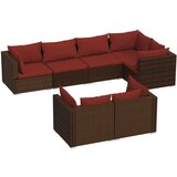 The Living Store Vrtna sedežna garnitura 7-delna z blazinami rjav poli ratan - Vrtna Sedežna Garnitura, (21422335) | Shoptok.si