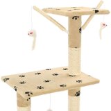 vidaXL Penjalica za mačke sa stupovima za grebanje od sisala 138 cm bež s uzorkom šapa | shoptok.hr