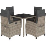  The Living Store Vrtna jedilna garnitura 5-delna z blazinami siv poli ratan - Vrtna Jedilna Garnitura, (21461492) | Shoptok.si