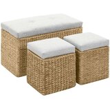  Klupa s 2 taburea od morske trave siva | shoptok.hr