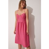  Women's Dark Pink Strapless Summer Knitted Dress Cene