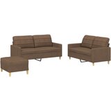 vidaXL 3-dijelni set sofa s jastucima smeđi od tkanine Cijene