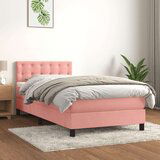 vidaXL Box spring postelja z vzmetnico roza 90x200 cm žamet | Shoptok.si