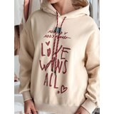 DStreet Bluza damska oversize z kapturem LOVEWILL beżowa | Shoptok.si
