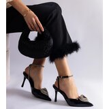 Gemre Black slingback stilettos adorned with rhinestones Isoda | ePonuda.com