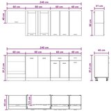  Kuhinjska jedinica LYON 8 kom. Siva Sonoma Konstruirano drvo - Siva Sonoma 80 cm | shoptok.hr