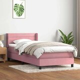 Box spring postelja z vzmetnico roza 90x220 cm žamet, (21792271) Cene