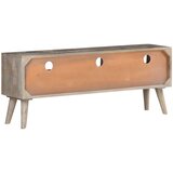 TV ormarić sivi 130 x 35 x 51 cm od masivnog grubog drva manga | Eponuda.com